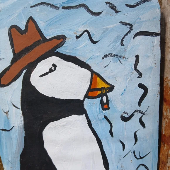 Puffin Painting On Cardboard - Picture 5 of 12